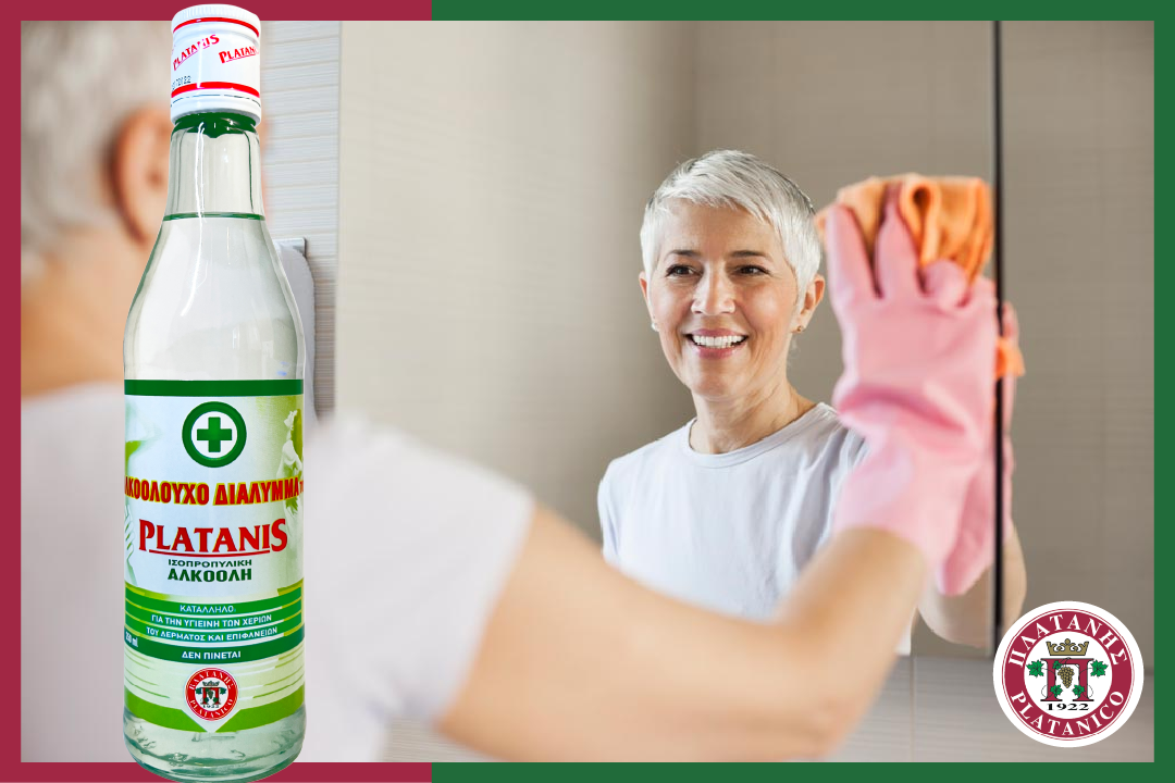 Clean your mirrors with Platanis Isopropyl Alcohol