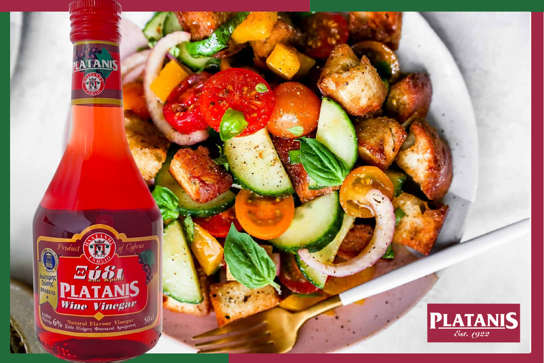 Italian Panzanella salad with Platanis red wine vinegar