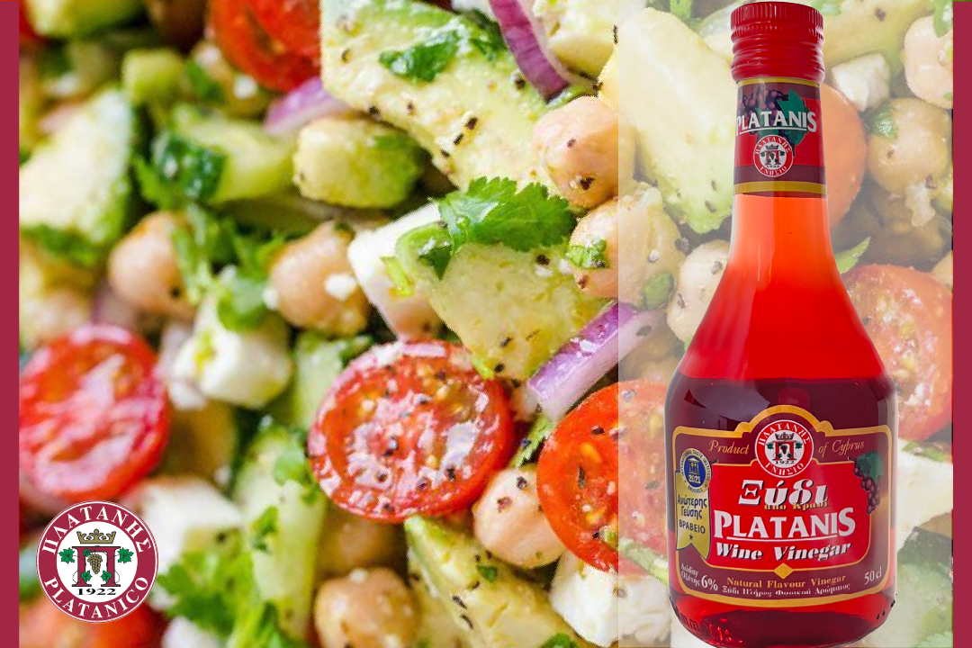 Delightful Chickpea and Avocado Salad with Platanis red wine vinegar