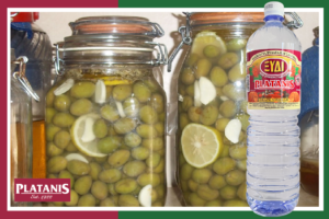 Homemade pickled olives