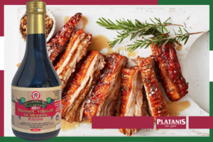 Balsamic glazed pork belly with Platanis Balsamic Vinegar