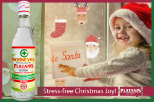 Remove Christmas sticker glue from your windows with Platanis denatured alcohol.
