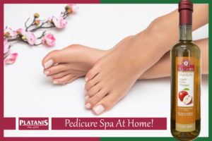 Enjoy a pedicure at home with Platanis apple cider vinegar