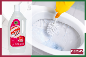 Platanis Cleaning vinegar, which has higher acidity than regular vinegar, is an effective and eco-friendly option for cleaning the toilet bowl.