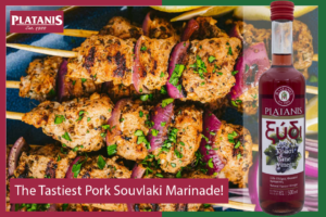 Enjoy this classic Greek souvlaki marinade with Platanis red wine vinegar