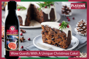 Christmas cake with Platanis balsamic fig cream.